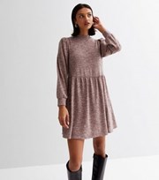 New Look Pale Pink Fine Knit High Neck Mini Skater Dress